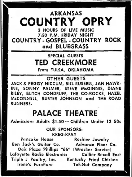 Advertisement for Arkansas Country Opry