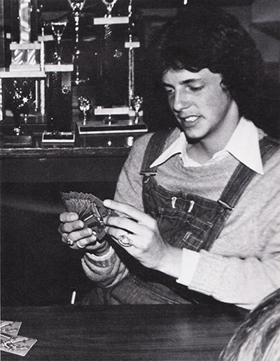 Jeff England's "cool" exterior hides a worried interior as he bluffs his way through a game of spades.