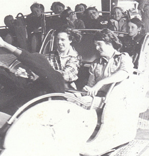 Ray Thompson throws up his hands in bravery while Gary Patrick and Pat Hall relax and enjoy the Himalayan.