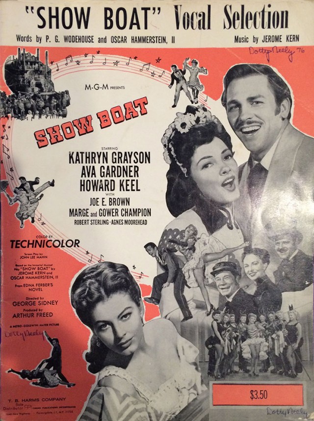 The senior class play for 1976 was the musical "Showboat." The cover of the original musical score shows Kathryn Grayson and Howard Keel upper right and Ava Gardner lower. Courtesy of Dot Neely.